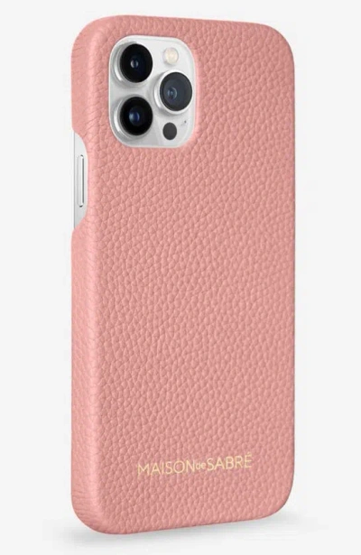 Shop Maison De Sabre Leather Phone Case In Pink Lily