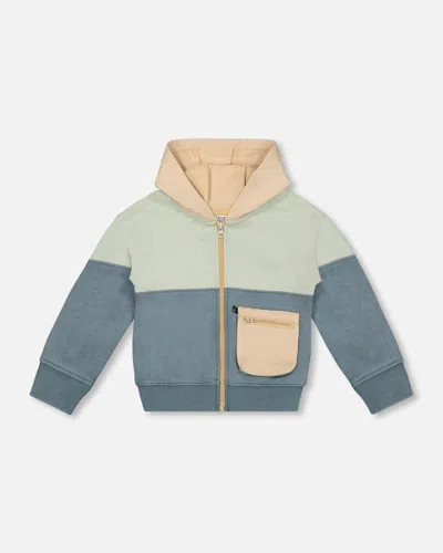 Shop Deux Par Deux Baby Boy's French Terry Hooded Cardigan Pine Green