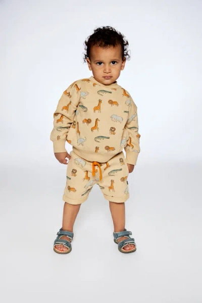 Shop Deux Par Deux Baby Boy's French Terry Sweatshirt Beige Printed Jungle Animal