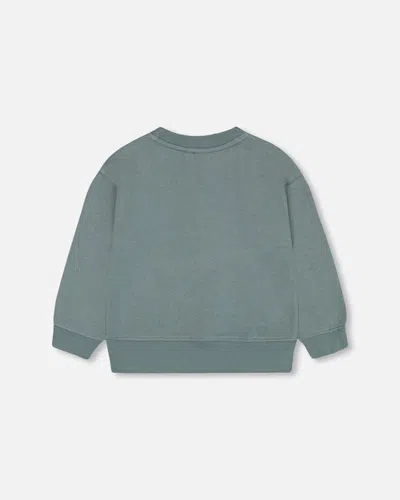 Shop Deux Par Deux Baby Boy's French Terry Printed Sweatshirt Pine Green