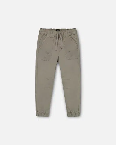 Shop Deux Par Deux Boy's Stretch Twill Jogger Pants Castor Gray