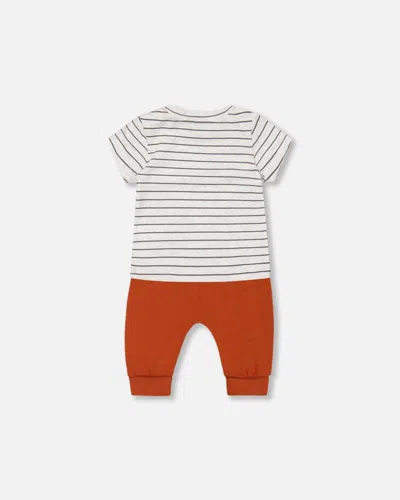 Shop Deux Par Deux Baby Boy's Organic Cotton Top And Evolutive Pant Set Heather Beige And Cinnamon