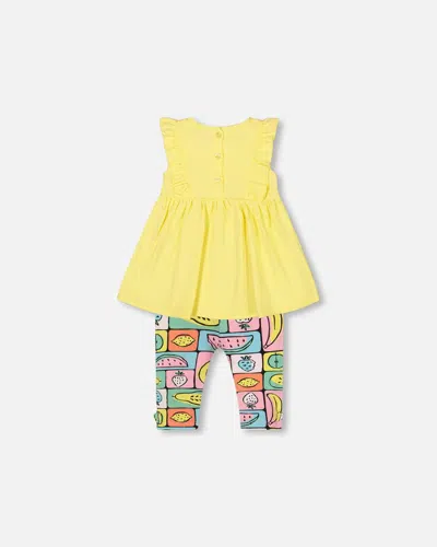 Shop Deux Par Deux Little Girl's Organic Cotton Tunic And Capri Set Popcorn Yellow