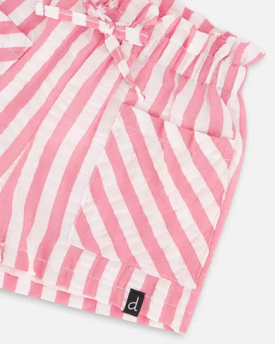 Shop Deux Par Deux Baby Girl's Striped Seersucker Short Bubble Gum Pink In Bubble Gum Pink Stripe