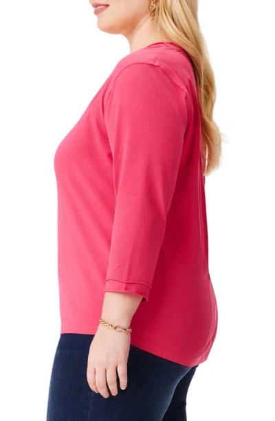 Nzt By Nic+zoe Three Quarter Sleeve Top In Bright Rose