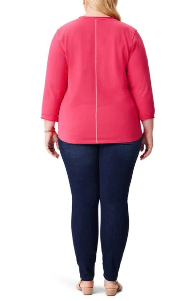Nzt By Nic+zoe Three Quarter Sleeve Top In Bright Rose