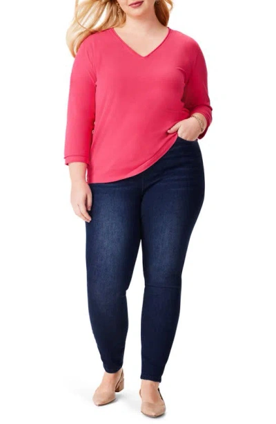 Nzt By Nic+zoe Three Quarter Sleeve Top In Bright Rose