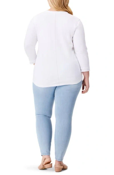 Nzt By Nic+zoe Rolled Detail Three Quarter Sleeve Top In Paper White