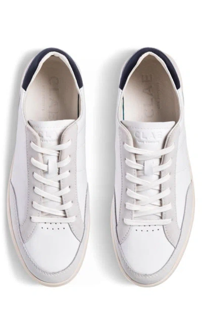 Shop Clae Monroe Sneaker In White Leather Navy