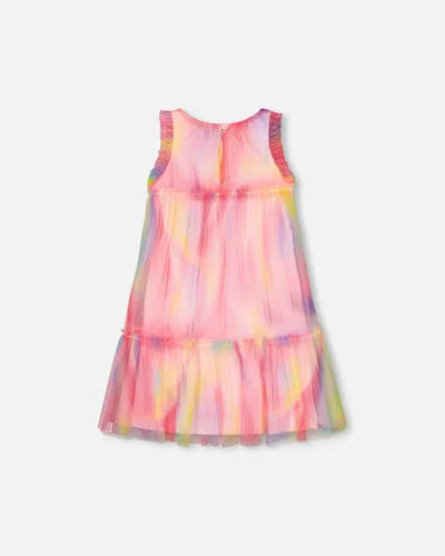 Shop Deux Par Deux Girl's Sleeveless Frills Mesh Dress Rainbow Swirl