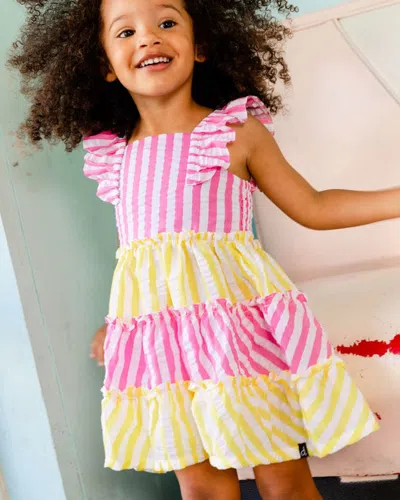 Shop Deux Par Deux Baby Girl's Striped Seersucker Dress Bubble Gum Pink In Bubble Gum Pink Stripe