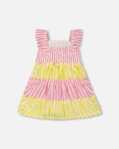 Shop Deux Par Deux Baby Girl's Striped Seersucker Dress Bubble Gum Pink In Bubble Gum Pink Stripe
