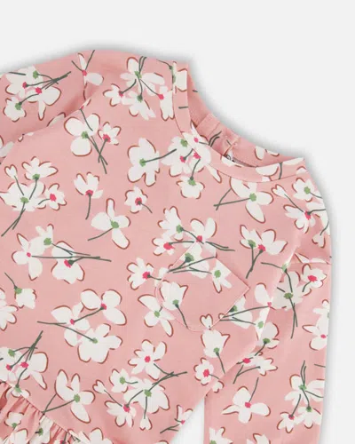 Shop Deux Par Deux Baby Girl's French Terry Dress Pink Jasmine Flower Print
