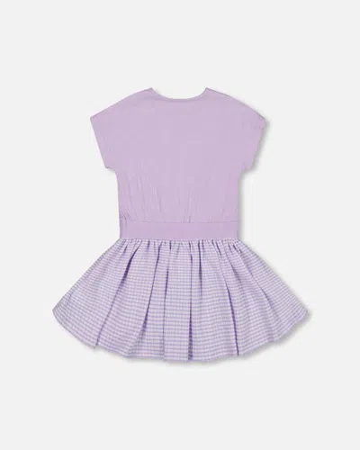 Shop Deux Par Deux Girl's Crinkle Dress With Applique Vichy Lilac
