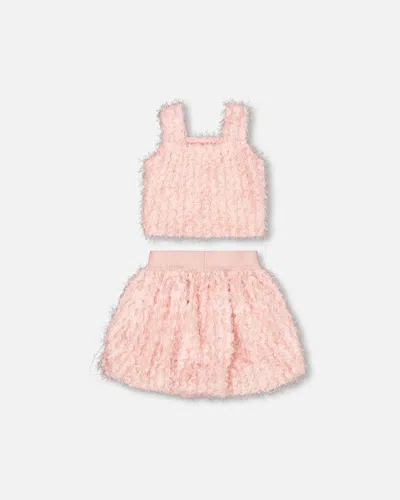 Shop Deux Par Deux Little Girl's Top And Bubble Skirt Set Silver Pink