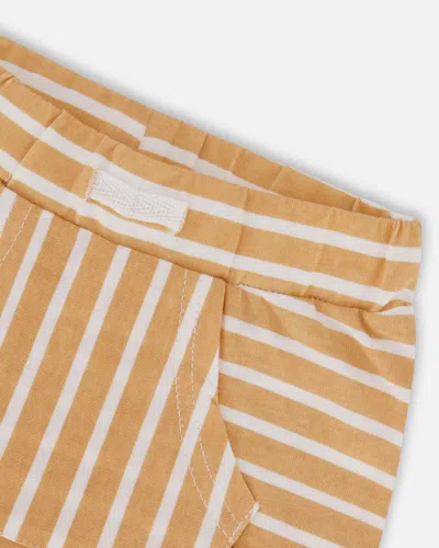 Shop Deux Par Deux Baby Boy's Organic Cotton Top And Short Set Sand Stripe