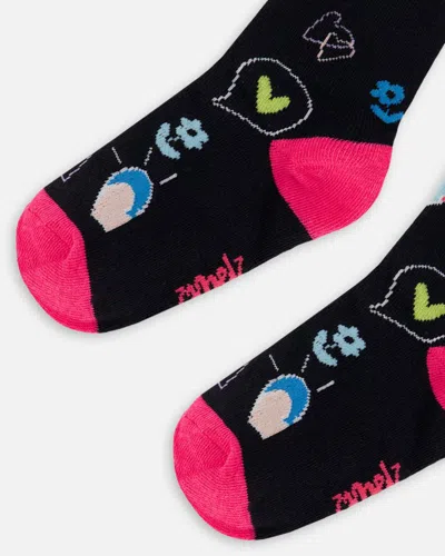 Shop Deux Par Deux Girl's Jacquard Socks Black