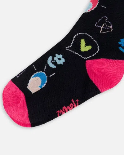 Shop Deux Par Deux Little Girl's Jacquard Socks Black