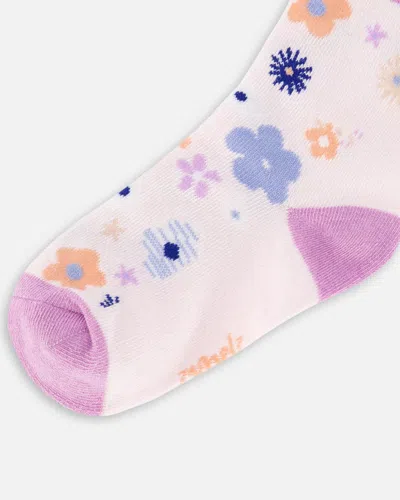 Shop Deux Par Deux Girl's Jacquard Socks Lavender In Lavender With Printed Fields
