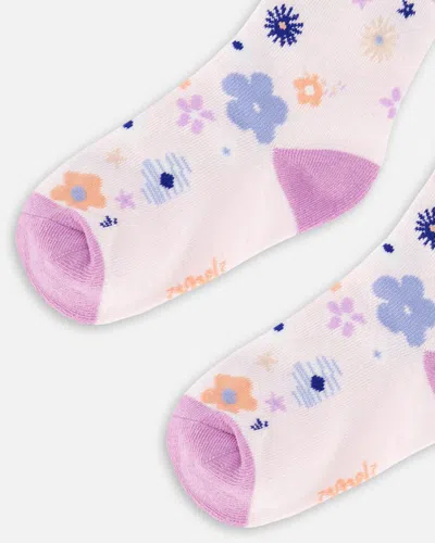 Shop Deux Par Deux Little Girl's Jacquard Socks Lavender In Lavender With Printed Fields