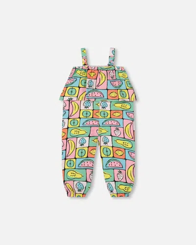 Shop Deux Par Deux Baby Girl's Organic Cotton Jersey Jumpsuit Printed Fruits Square