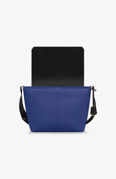 Shop Maison De Sabre Maison De Sabré Leather Flaire Messenger Bag In Lapis Caviar