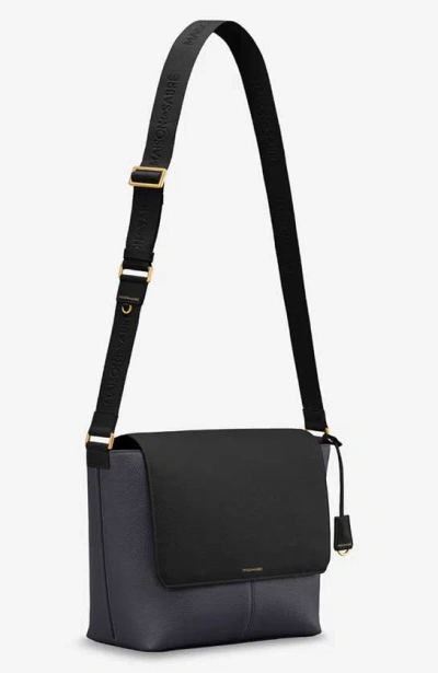 Maison De Sabre Leather Flaire Messenger Bag In Graphite Caviar