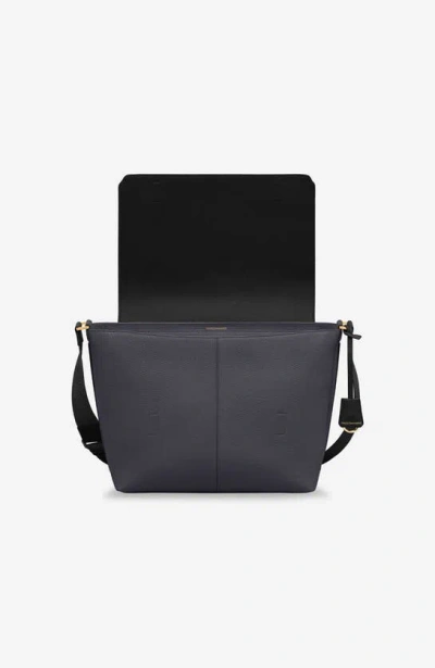 Maison De Sabre Leather Flaire Messenger Bag In Graphite Caviar
