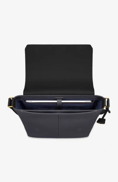 Maison De Sabre Leather Flaire Messenger Bag In Graphite Caviar