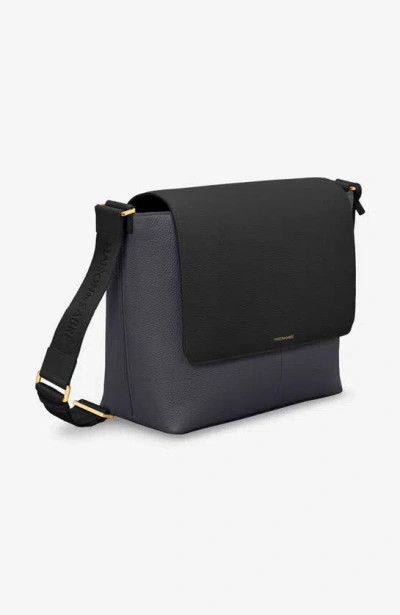 Maison De Sabre Leather Flaire Messenger Bag In Graphite Caviar