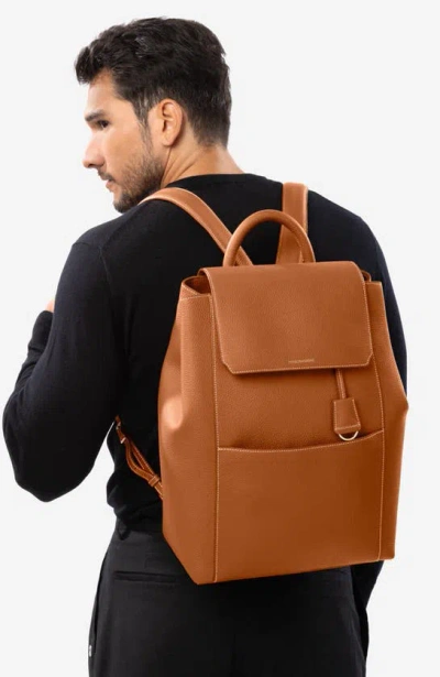 Maison De Sabre Large Leather Soft Backpack In Pecan Brown