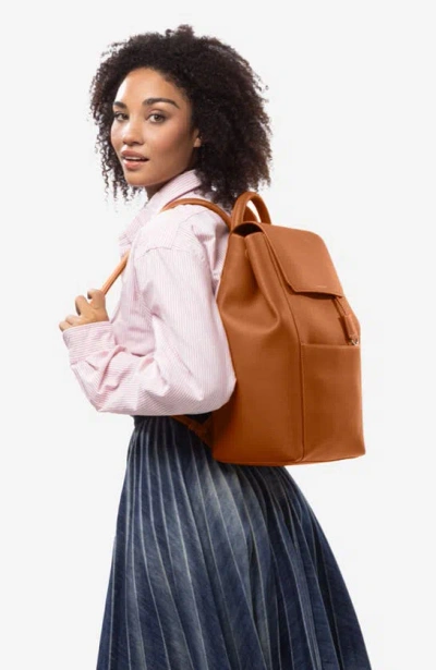 Maison De Sabre Large Leather Soft Backpack In Pecan Brown