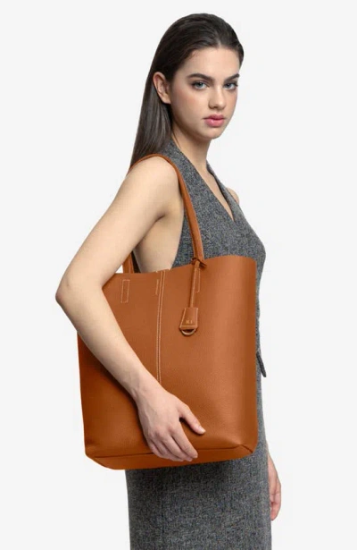 Shop Maison De Sabre Maison De Sabré Tall Leather Soft Tote In Pecan Nude