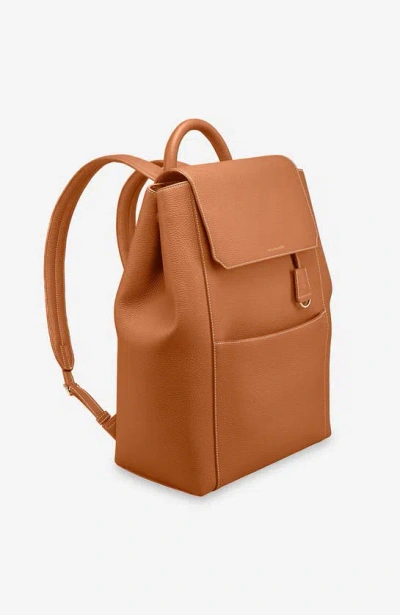 Maison De Sabre Large Leather Soft Backpack In Pecan Brown