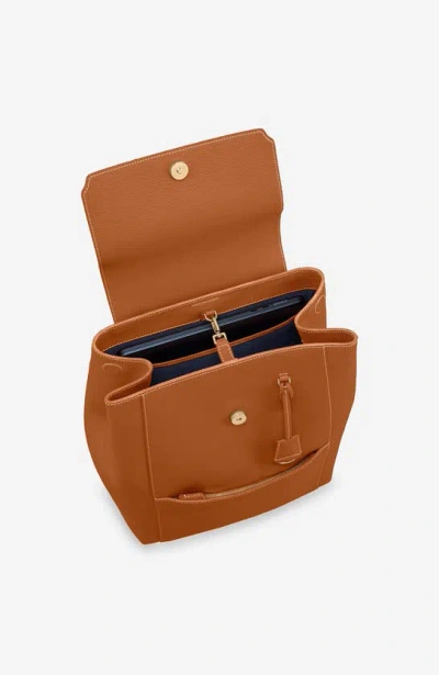 Maison De Sabre Large Leather Soft Backpack In Pecan Brown