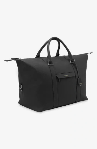 Maison De Sabre Expandable Leather Duffle Bag In Black Caviar