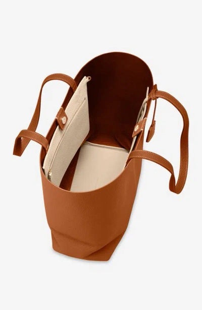 Shop Maison De Sabre Maison De Sabré Tall Leather Soft Tote In Pecan Nude