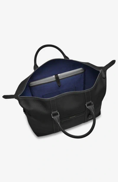 Maison De Sabre Expandable Leather Duffle Bag In Black Caviar