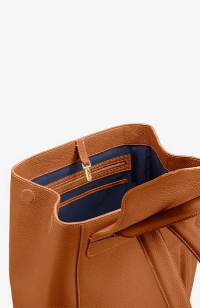 Maison De Sabre Large Leather Soft Backpack In Pecan Brown