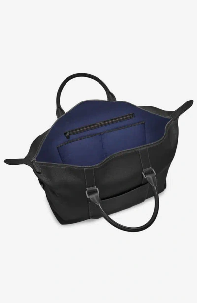 Maison De Sabre Expandable Leather Duffle Bag In Black Caviar