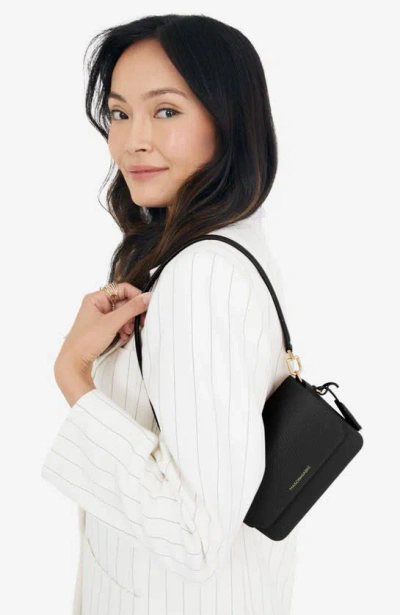 Shop Maison De Sabre Mini Leather Flap Bag In Black Caviar