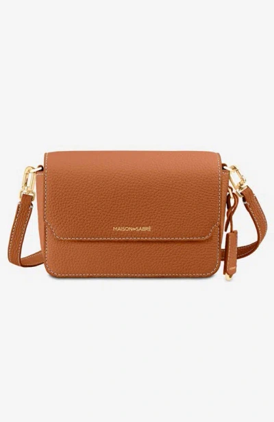 Shop Maison De Sabre Maison De Sabré Mini Leather Flap Bag In Pecan Brown