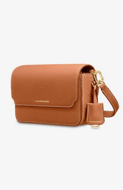 Shop Maison De Sabre Mini Leather Flap Bag In Pecan Brown