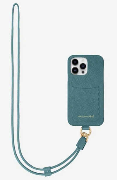 Shop Maison De Sabre Sling Phone Case In Bondi Blue