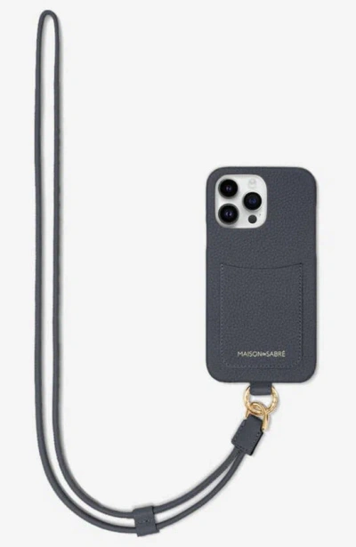 Shop Maison De Sabre Sling Phone Case In Graphite Grey