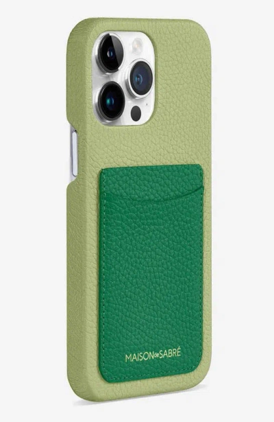 Shop Maison De Sabre Card Phone Case In Emerald Pistachio