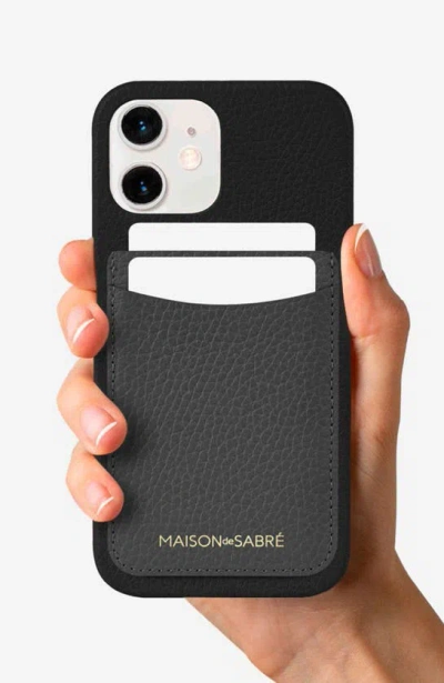 Shop Maison De Sabre Card Phone Case In Graphite Caviar