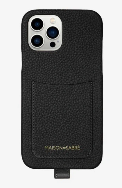 Shop Maison De Sabre Sling Phone Case In Black Caviar