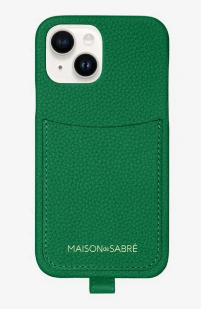 Shop Maison De Sabre Sling Phone Case In Emerald Green