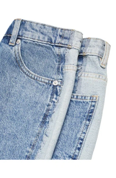 Mango Olivia Raw Hem Two Tone Denim Miniskirt In Denim